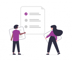 Illustration of two people reviewing a checklist