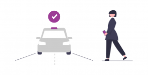 Illustration of a person arranging a ride